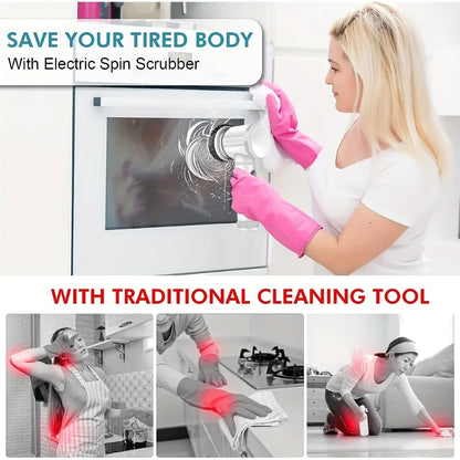 Multifunctional Electric Spin Scrubber Cleaning Brush Electric Bathroom Cleaning Brush Power Scrubber with 5 Replaceable Heads